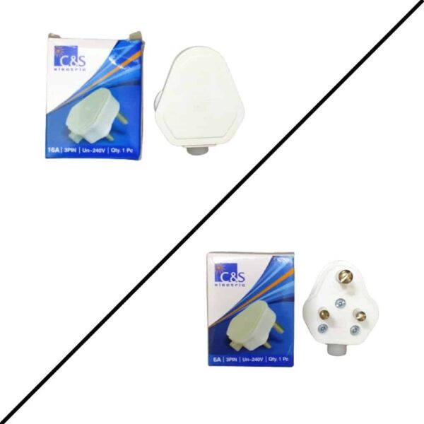 Buy C&S Electric 3 Pin Plug Top White Online at Best Prices