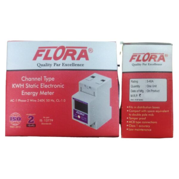 Flora 5-40A 1 Phase kWh Electric Sub Meter Channel Type Box Information